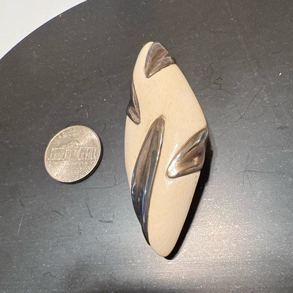 3x1 Sterling Silver Brooch Artisan & Bone Unique Vintage Estate Piece